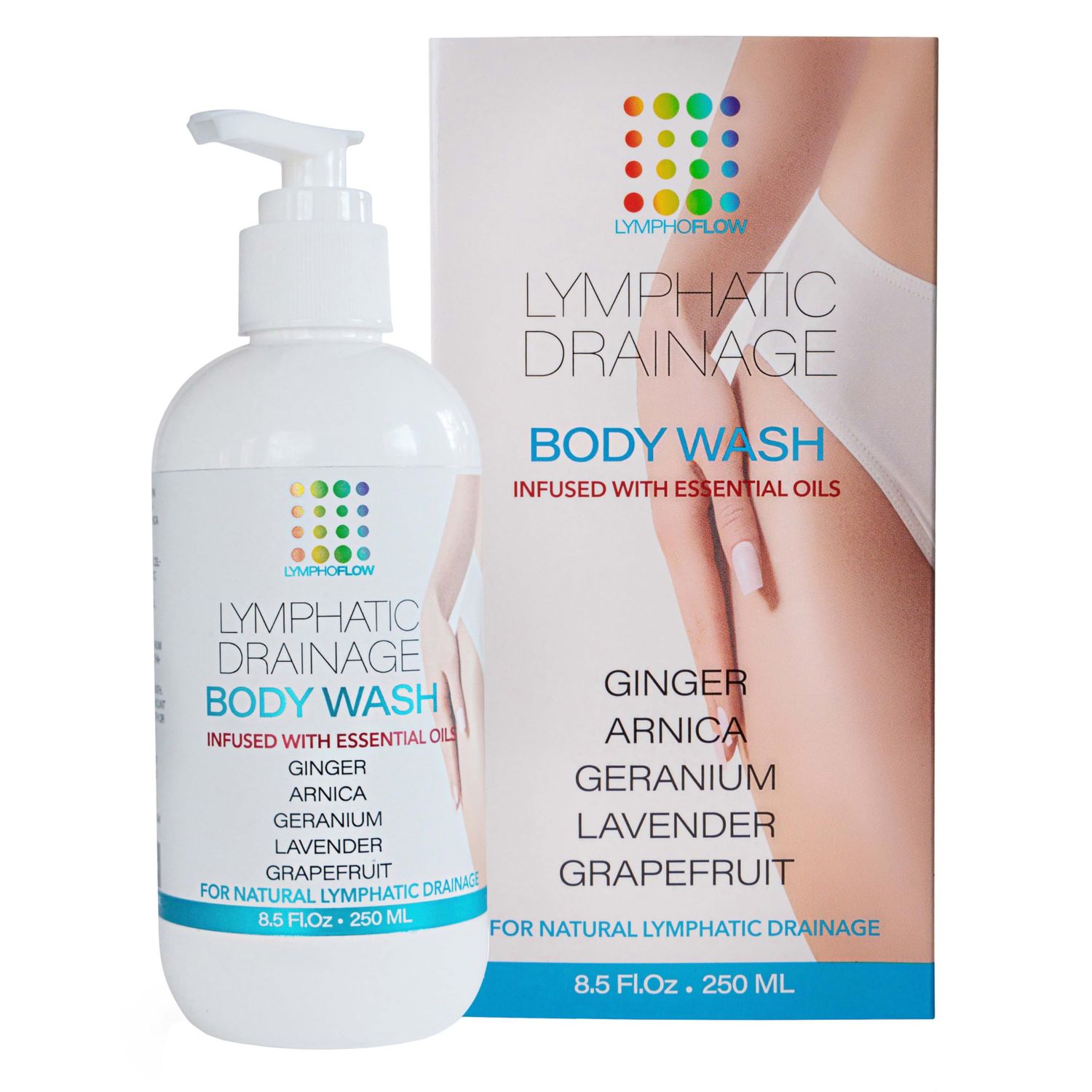 Lymphatic Drainage Shower Gel, Natural Herbal Body Wash for Healthy Lymph Flow &amp; Body Detox, Post Manual or Tool Lymphatic Massage, Post Liposuction, BBL, Lymphedema, Lipedema, 8 Fl OZ