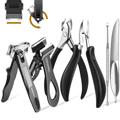 EBEWANLI Podiatrist Toenail Clippers for Seniors Thick Toenails, Toe Nail Clippers for Thick Nails for Seniors, Straight Toe Nail Clippers for Men, Ingrown Toenail Clippers and Angled Nail Clipper Set