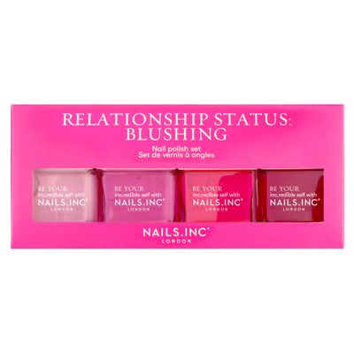 Nails Inc Relationship Status, Blushing Pink Nail Polish, Mothers Day Gift For Mom, Long Wearing, High Shine, Rouge, Neon Pink &amp; Rich Berry, Full Coverage, Chip Resistant, Air Dry, Vegan, 4 Piece Set