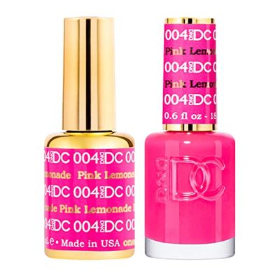 DND DC Gel Polish Set, Pink Collection, UV/LED Gel Polish and Air Dry Nail Lacquer, Matching Chip-Free Polish Duo, 004 Pink Lemonade, 0.5 Fl Oz