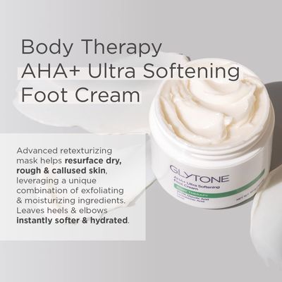 GLYTONE AHA Foot Cream for Dry Cracked Heels &amp; Feet | Exfoliate, Hydrate &amp; Retexturize Dry, Rough Foot with Exfoliating 29.5 Glycolic Acid, Moisturizing Lactobionic Acid &amp; Urea - 1.7 Oz