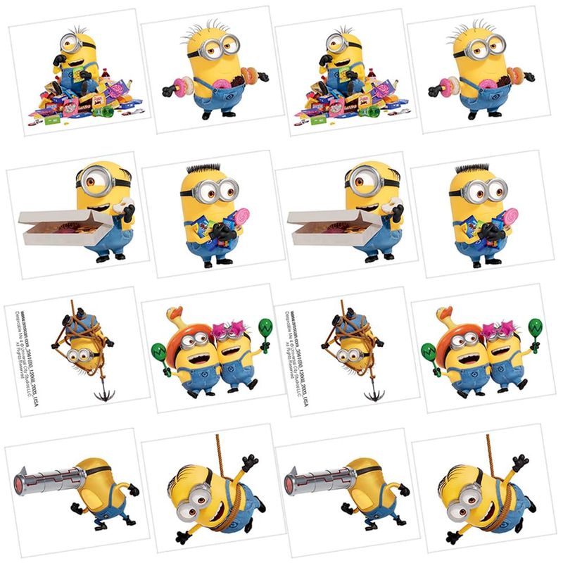 Amscan Colorful Despicable Me Temporary Tattoos - 2 x 1.75 (24 Count) - Fun &amp; Easy to Apply Cartoon Character Designs - Perfect for Kids Parties or Everyday Wear