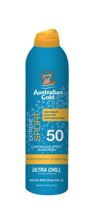 Australian Gold Extreme Sport Continuous Spray Sunscreen SPF 50 (Broad Spectrum/Sweat &amp; Water Resistant/Non-Greasy), Sport - New, Coastal Breeze, 6 Oz 5.6 Ounce (Pack of 1) SPF 50 - Spray