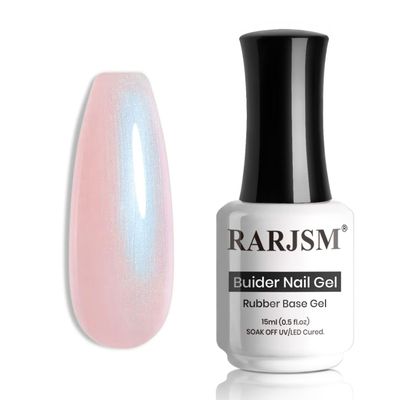 RARJSM Pearl Pink Hard Gel Nail Polish Mermaid Shell Glitter Pearlescent 15ml Soak Off Curing for DIY Beginner Use