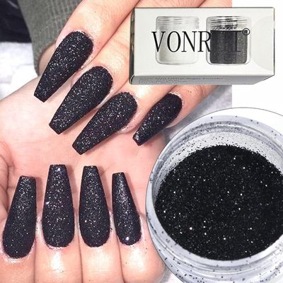 Vonrui Superfine French Nail Glitter Powder, Black White Glitter Snow Design Nail Sugar Powder Shiny Effect Nail Glitter for Nail Art Flakes Pigment Dust Manicure Accessories DIY Crafts Glitter