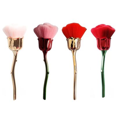 TANG SONG 4 Pcs Rose Nail Art Powder Dust Removal Brush Nail Dust Brush Soft Nail Dust Cleaning Brush for Nail Salon and Household (Mixed-Color)