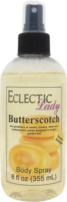 Eclectic Lady Butterscotch Body Spray, Double Strength, 8 ounces, Body Mist for Women with Clean, Light &amp; Gentle Fragrance, Cologne with Soft, Subtle Aroma For Daily Use