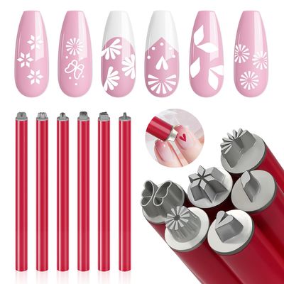 SAVILAND Essentials Nail Art Stamp Pen Set: French Tip Nail Stamp Flower Nail Stamper Pen 3s Quick Nail Art Tools with Different Patterns Nail Art Pen for Beginner DIY Salon Manicure