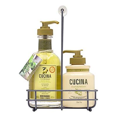 Fruits &amp; Passion Cucina - Hand Care Duo Caddy Gift Set | Liquid Hand Soap Wash (5.1 oz) with Hand Cream Lotion (6.8 oz) (Coriander &amp; Olive)