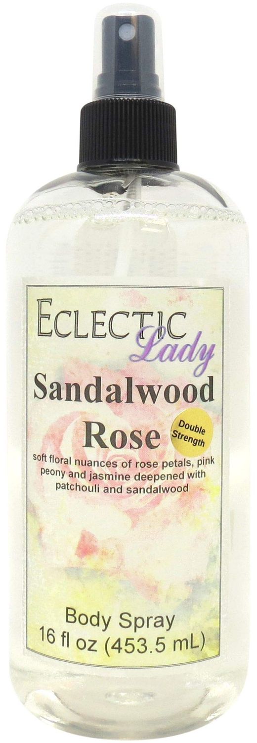 Eclectic Lady Sandalwood Rose Body Spray, Double Strength, 16 ounces, Body Mist for Women with Clean, Light &amp; Gentle Fragrance, Cologne with Soft, Subtle Aroma For Daily Use