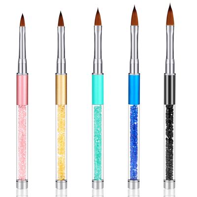 Honoson 5 Pieces Acrylic Nail Brush Set Nail Art Brushes UV Gel 3D Pen Painting Tools Home DIY Salon Using Acrylic Manicure Pen, Size 4, 6, 8, 10, 12