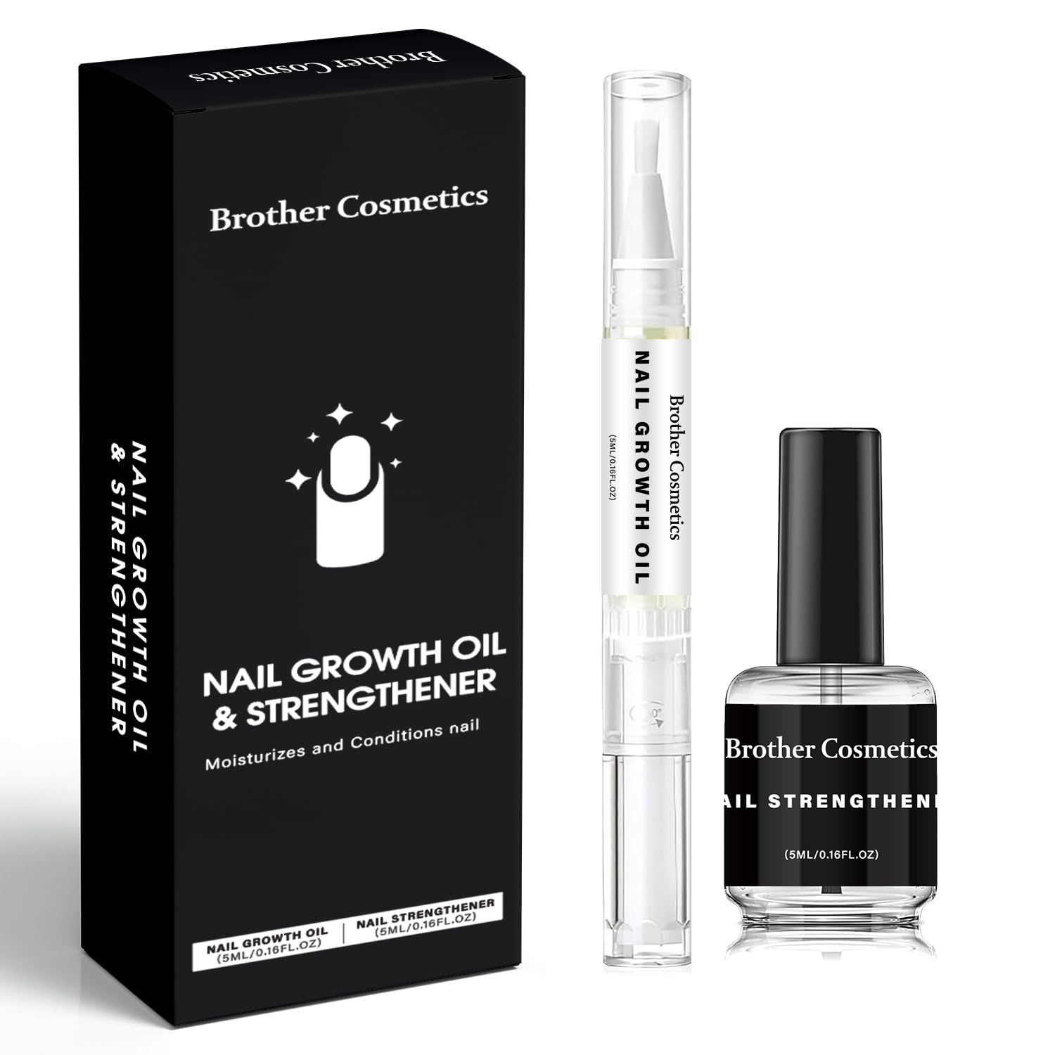 Brother Cosmetics NailGrowthOil Care Kit - Brother Cosmetics Nail Growth Oil,Cuticle Oil and Cuticle Remover, Promotes Nail Growth and Strength