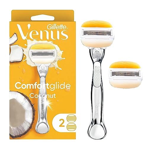 Gillette Venus Comfortglide with Olay Coconut Womens Razor Handle Blade Refills, Silver, 2 Count