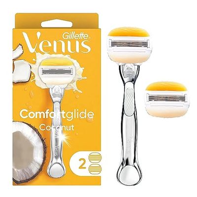 Gillette Venus Comfortglide with Olay Coconut Womens Razor Handle Blade Refills, Silver, 2 Count