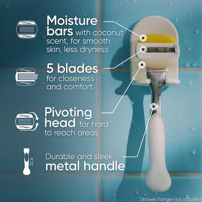 Gillette Venus Comfortglide with Olay Coconut Womens Razor Handle Blade Refills, Silver, 2 Count