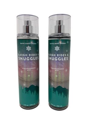 Bath &amp; Body Works Sleigh Rides &amp; Snuggles Fine Fragrance Mists Set Of 2 8 oz. Bottles (Sleigh Rides &amp; Snuggles)