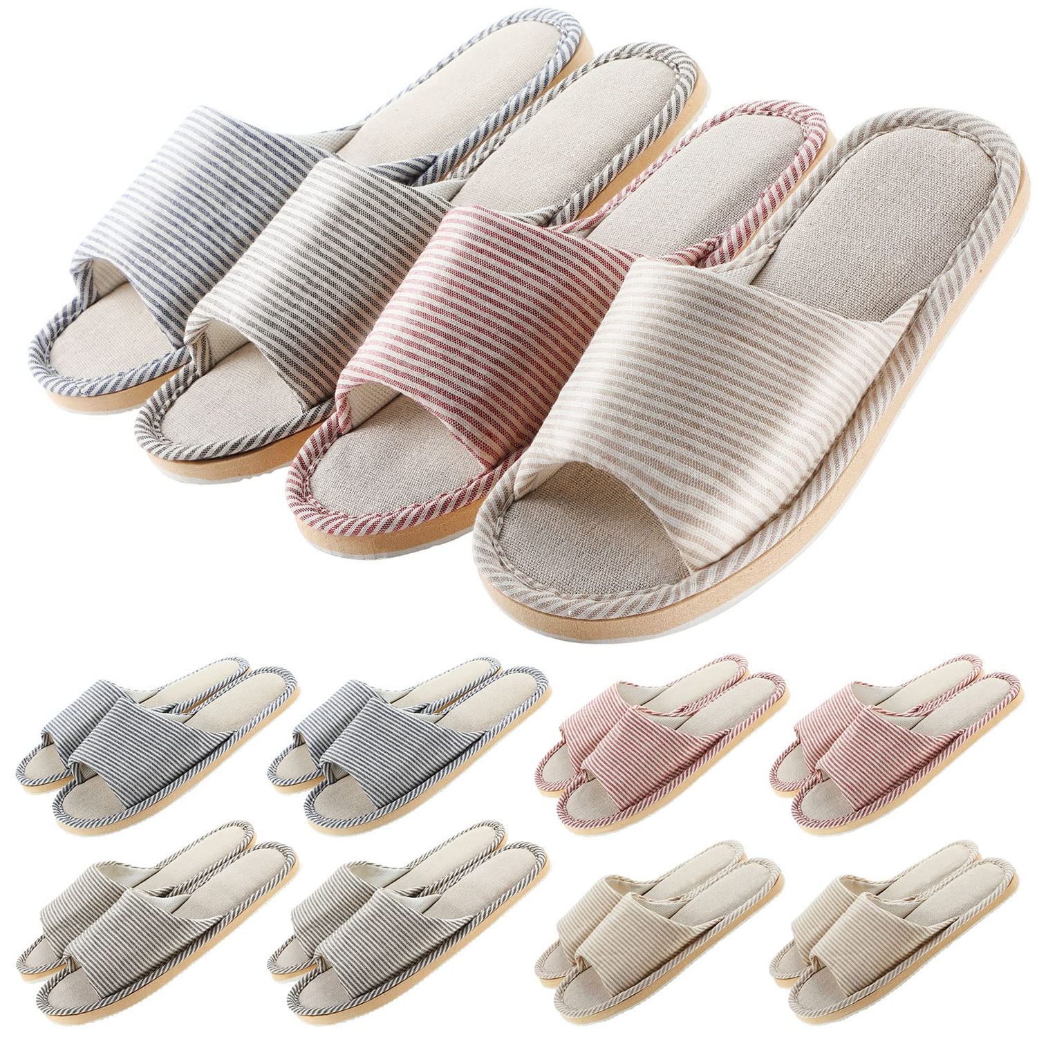 Mepase 8 Pairs Disposable House Slipper for Guests Open Toe Breathable Comfortable Spa Slippers for Indoor Home