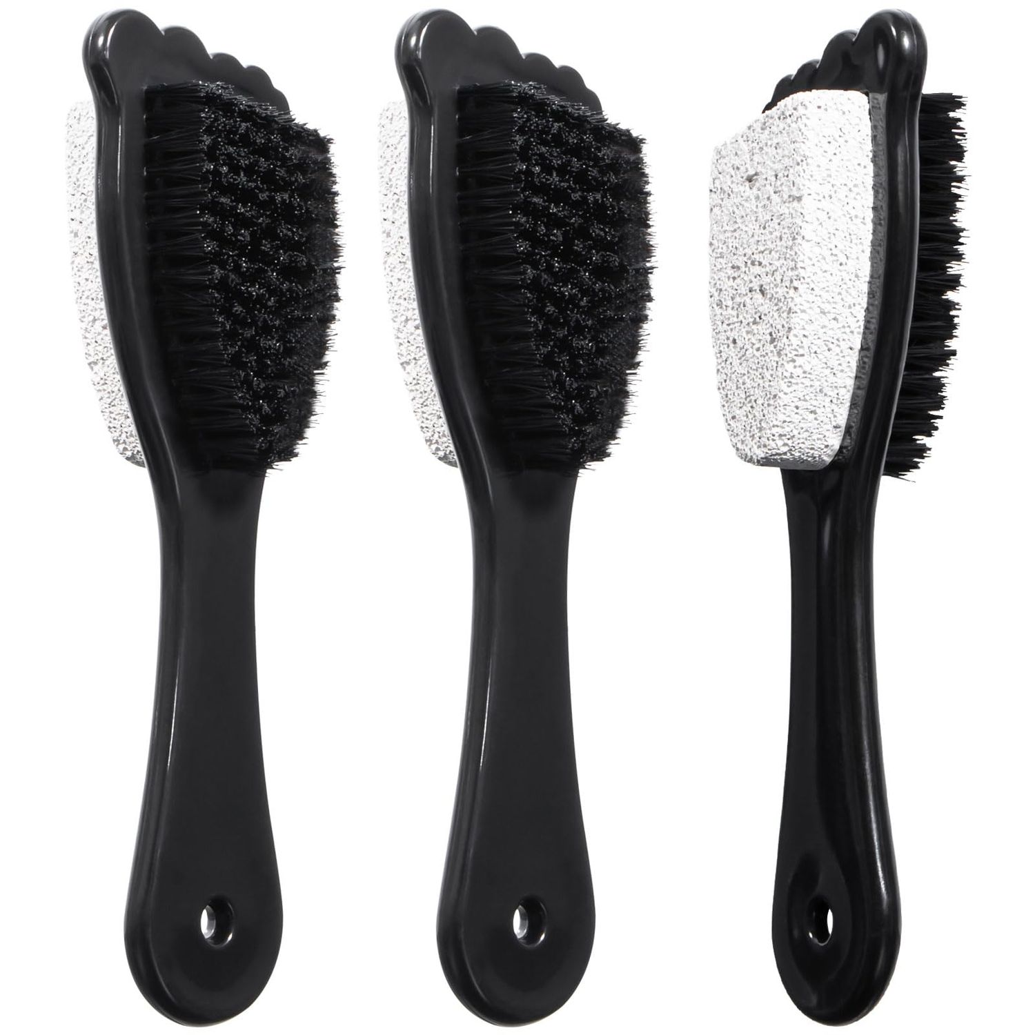 Beomeen Foot Brush and Pumice Stone for Shower with Handle, 3 Pcs Shower Foot Scrubber Callus Remover 2 in 1 Pedicure Brush with Dense Bristles for Deep Cleansing &amp; Exfoliation, Dry Dead Skin Removal