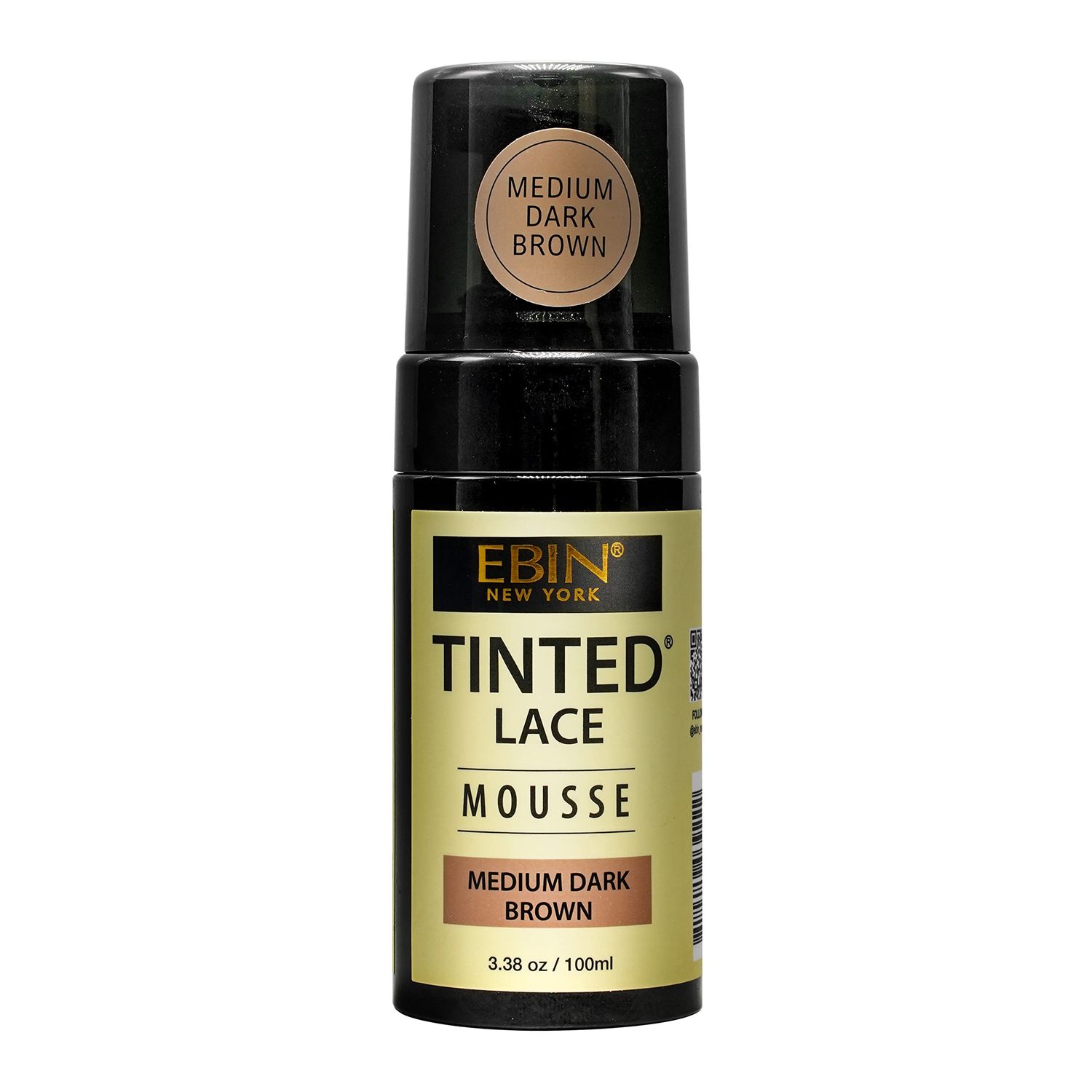 EBIN NEW YORK TINTED LACE MOUSSE - Medium Dark Brown, 3.38oz/ 100ml | Lightweight Foam with Highly Pigmented, Perfect Matching with Flawless Finish