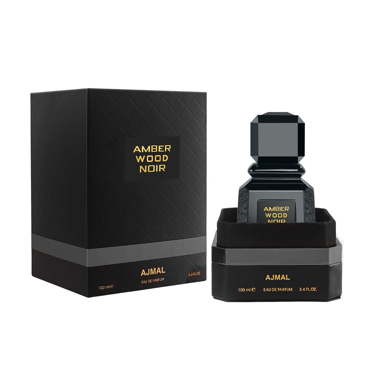Ajmal Amber Wood Noir EDP 3.4 oz For Men &amp; Women- Made in Dubai
