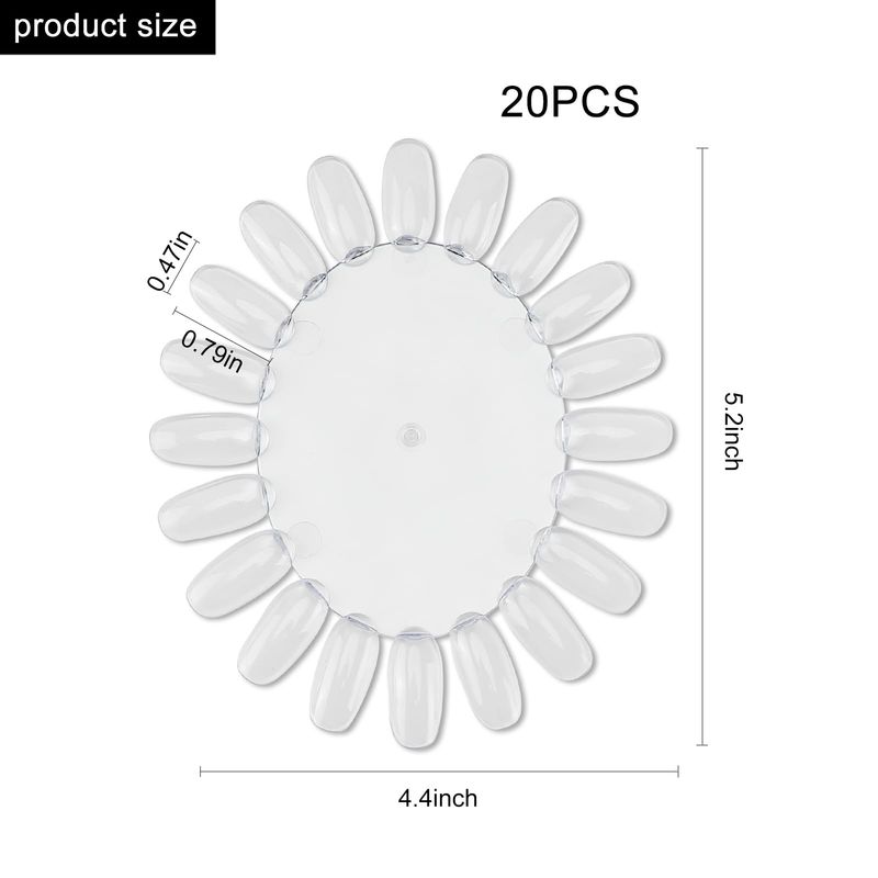 20Pcs False Nail Swatches Wheels Nail Wheel Art Plastic Nail Polish Display Wheel for Manicure Swatches for Nail Polish Color Show Nail (Clear 20 Tips)