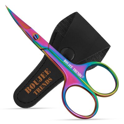 Nail Scissors Toenail Eyebrow Mustache Facial Nose Ear Hair Grooming Multipurpose Small Beauty Scissors Curved and Sharp Blades Multi Titanium Color (Nail Scissors)