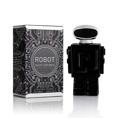Robot Noir for Men - Fresh Woody Fragrance - Top Notes of Cardamom, Rhubarb, Bergamot &amp; Lemon - base Scents of Vanilla, Tolu Balsam &amp; Haitian Vetiver - Elegant 100ml Bottle, Parfume for Men