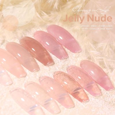 Larvall Beautpal Nude Gel Polish Set Milky Nude Sheer Pink Jelly Gel Polish Nail Kit Soak Off UV Translucent Nail Polish Gel 6PCS 8ml J03