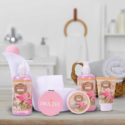 Luxury Spa Gifts for Women - 8 Pc Rose Scented Bath and Body Set with Bubble Bath, Lotion & More - Luxury Self Care Kit for Wife, Mom, Girlfriend, Birthday Gifts for Women by Draizee