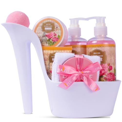 Luxury Spa Gifts for Women - 8 Pc Rose Scented Bath and Body Set with Bubble Bath, Lotion &amp; More - Luxury Self Care Kit for Wife, Mom, Girlfriend, Birthday Gifts for Women by Draizee