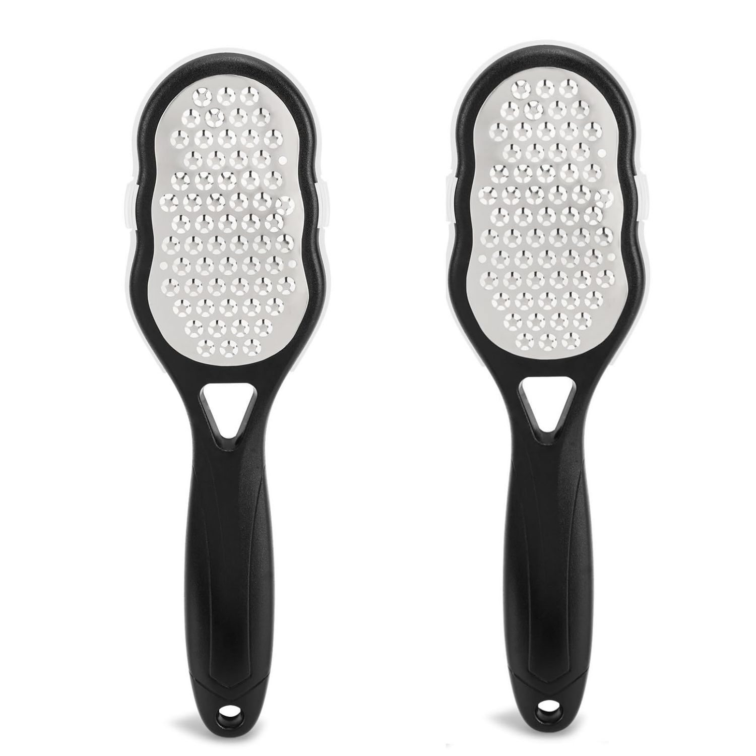 2 Pcs Foot Files with Skin Catcher, Stainless Steel Foot Rasp Callus Remover Pedicure Feet Grater Foot Scrubber Dead Skin Remover for Feet