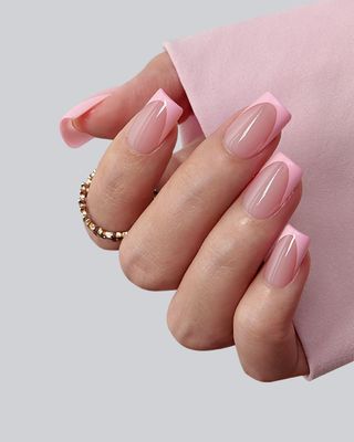 BTArtboxnails XCOATTIPS Pink French Tip Press On Nails - Short Press On Nails Square, Soft Gel Nail Tips, 160Pcs Soak Off Acrylic Pink Fake Nail Extension in 16 Sizes