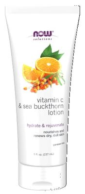 NOW Foods Solutions, Vitamin C and Sea Buckthorn Lotion, Hydrates, Repairs and Nourishes Dry Dull Skin, 8-Ounce
