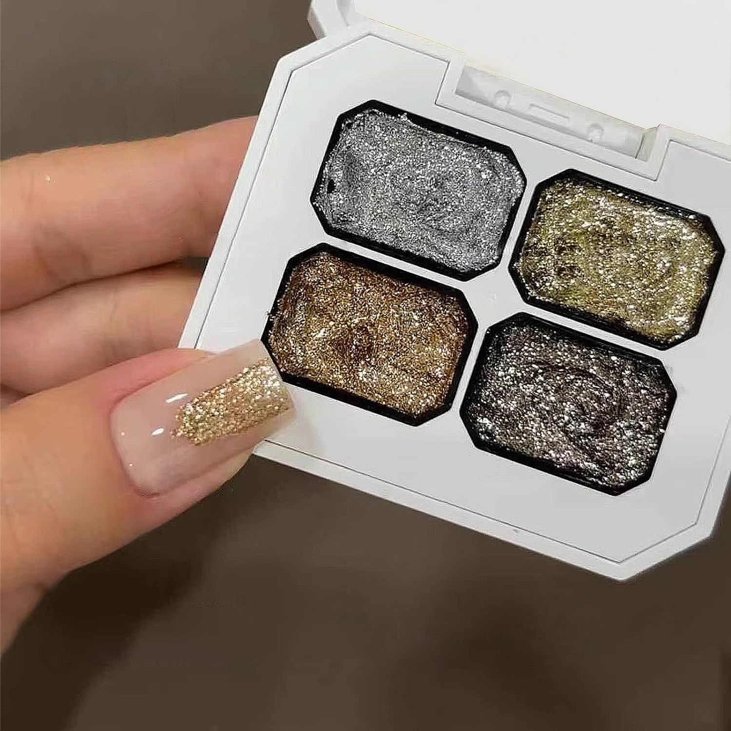 4 Colors Gel Paint for Nails Art,Light Gold Silver Sparkle Paint Nail Gel Design Nail Art DIY