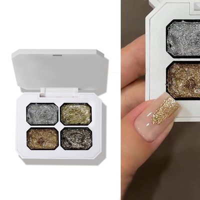 4 Colors Gel Paint for Nails Art,Light Gold Silver Sparkle Paint Nail Gel Design Nail Art DIY