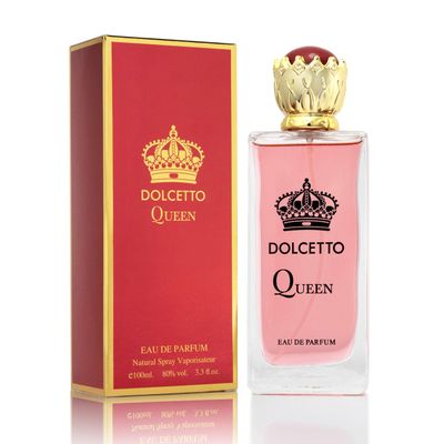 Dolcetto Queen for Women - Floral Fruity Fragrance - Top Notes of Apple, Water Lily &amp; Osmanthus Combined with Lotus, Jasmine &amp; Honeysuckle - Base Scents of Cashmere Wood &amp; Iris - Elegant 100ml Bottle