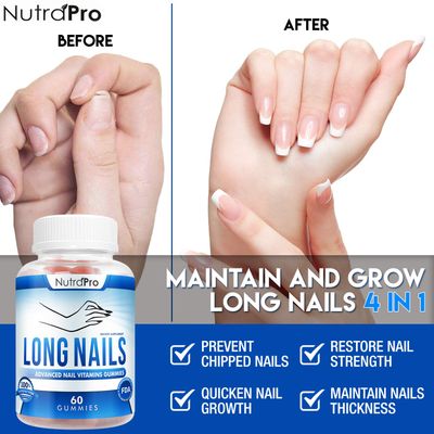 NutraPro Nail Growth Vitamins for Stronger Nail - No More Chipped Nails.Nail Strengthener and Growth Supplement Gummies - Grow Strong Long Nails with Biotin and Collagen Gummies.