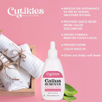 Cutikles Professional Callus Remover Gel for Feet - Extra Strength Gel Instantly Removes Tough Calluses for Spa-Quality Pedicures at Home. Convenient Travel-Friendly Pack - 1 Fl Oz