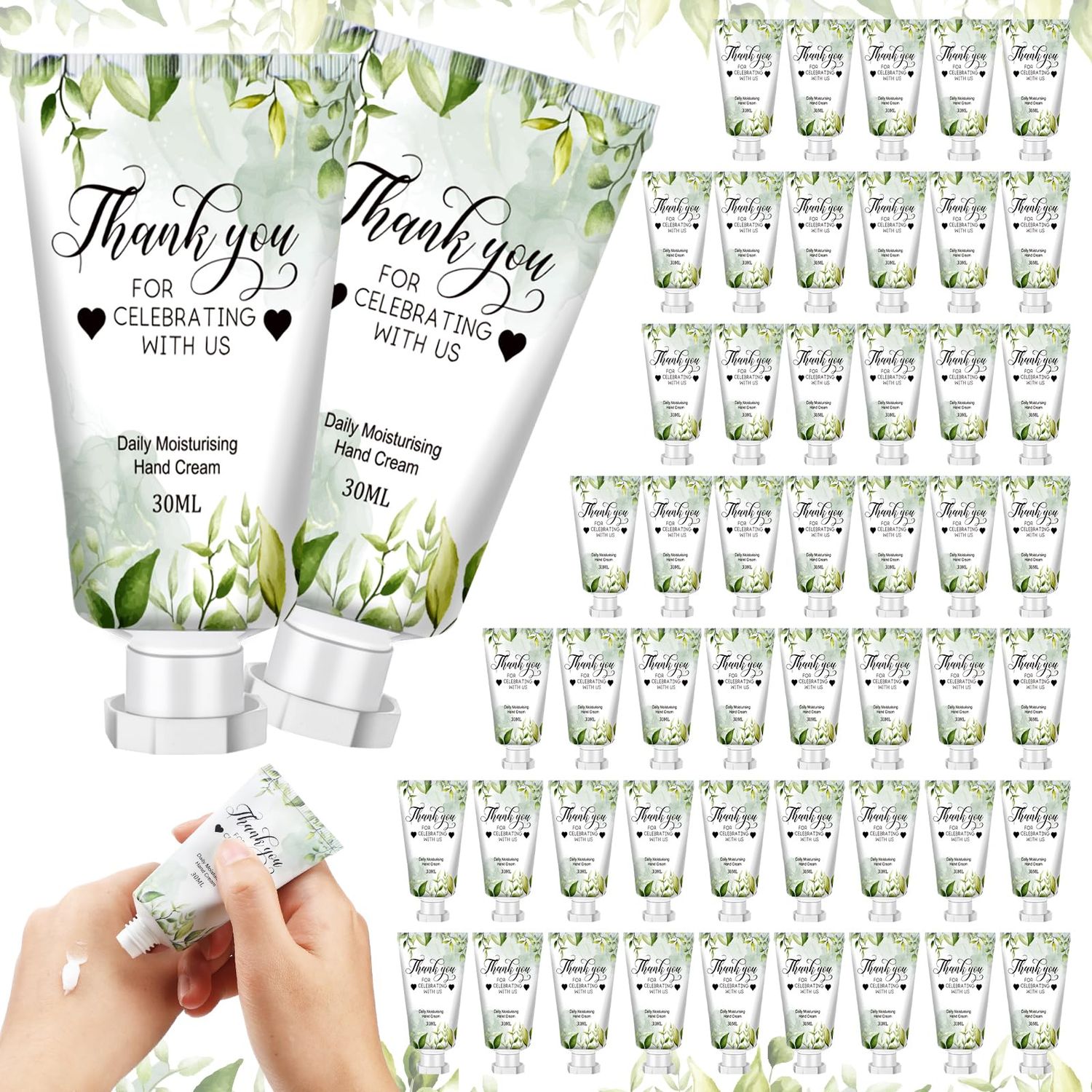 Heigble 50 Pcs 1 oz/ 30 ml Wedding Hand Cream Bulk Travel Size Bridesmaid Gifts Thank You Hand Cream Body Lotion Gifts for Bridesmaid Souvenir Wedding Party Supplies Bridal Shower Favors