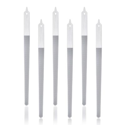 6Pcs Metal Nail Files Nail File Diamond Dust for Natural Nails Stainless Steel Nail Files with Pointed Tip Non Slip Handle Fingernail Files Diamond Nail File for Salon and Home, 8 Inches