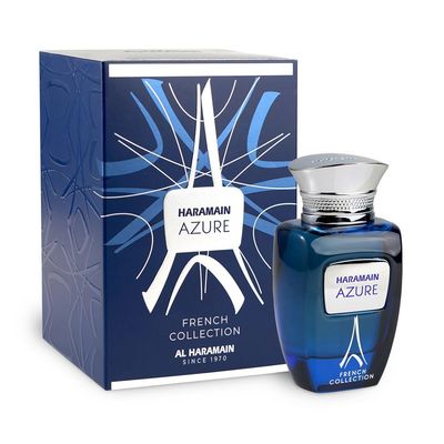 Al Haramain Azure French Collection for Unisex - Arabian Perfume for Women and Men - Long Lasting Fragrance with Notes of Amber, Tonka &amp;Cedar - Arabic Perfume - Eau De Parfum Spray - 3.33 oz EDP Spray
