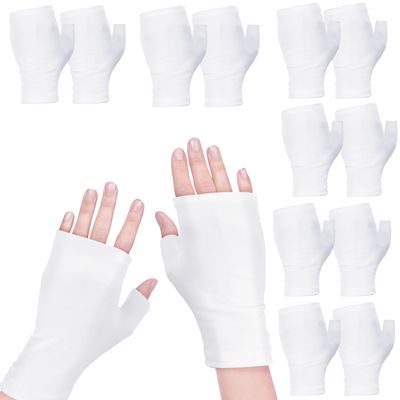 6 Pairs Fingerless Eczema Gloves Moisturizing Gloves for Adults Fingerless Cotton Gloves Washable and Reusable Eczema Sleeves White Cotton Gloves Overnight Dry Hands for Adults Eczema