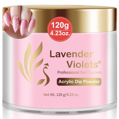 Lavender Violets French Pink Dip Powder - 4 FLoz Professional 3D Nail Art Acrylic Polymer 3 in 1 Carving,Extensions &amp; Dipping Powder Starter DIY Salon Quality L003