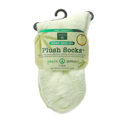 Earth Therapeutics Hemp Seed Oil Plush Socks - Light Green (1 Pair) Light Green