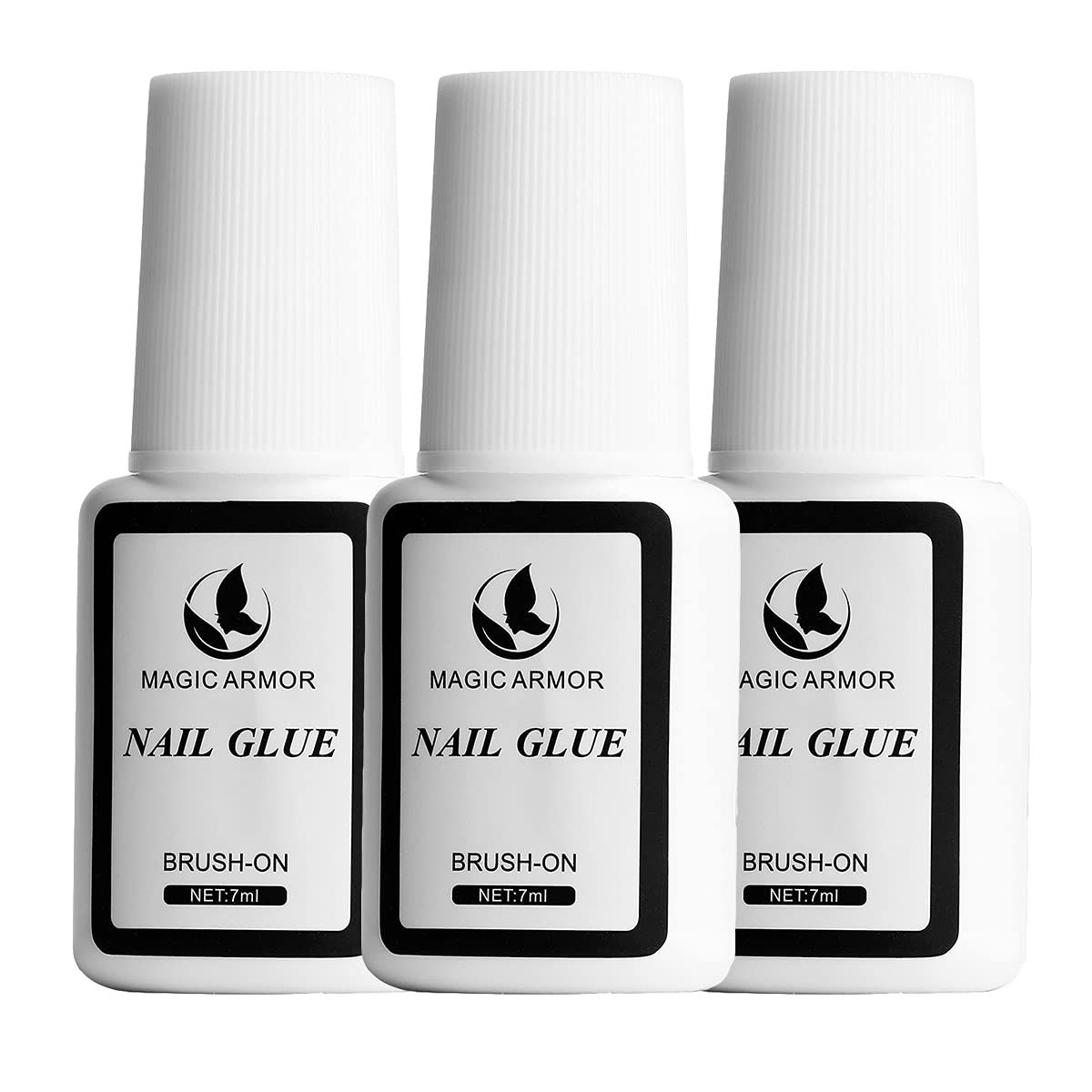 MAGIC ARMOR 3pcs Nail Glue for Press On Nail, No Need for UV Lamp Super Strong Nail Glue Quick Drying Gel Long Lasting for Fake Acrylic Nails (7ml3)