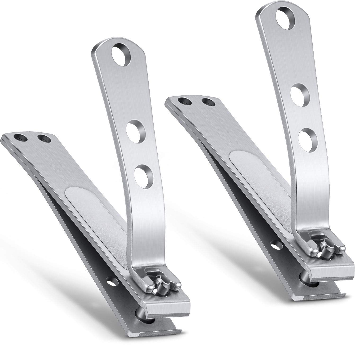 2 Pieces Nail Clipper for Thick Nails, Straight Edge Toenail Clippers, Stainless Steel Fingernail Cutters, Heavy Duty Large Wide Mouth Fingernail and Toenail Scissors for Men Women