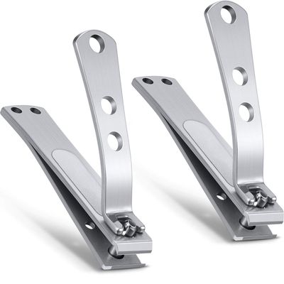 2 Pieces Nail Clipper for Thick Nails, Straight Edge Toenail Clippers, Stainless Steel Fingernail Cutters, Heavy Duty Large Wide Mouth Fingernail and Toenail Scissors for Men Women