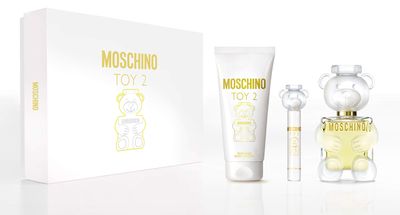MOSCHINO Toy 2 For Women 3 Piece Set (3.4 Ounce Eau De Parfume Spray 5.0 Perfumed Body Lotion 0.33 Ounce Travel Spray), Multicolor(Pack of 3)