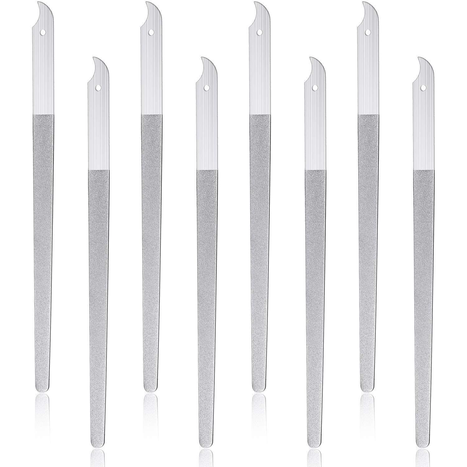 Mudder 8 Packs Diamond Nail File Stainless Steel Double Sided Metal Buffer Fingernail Toenail Manicure Women Men Pedicure Tool for Salon Home, 8 Inch