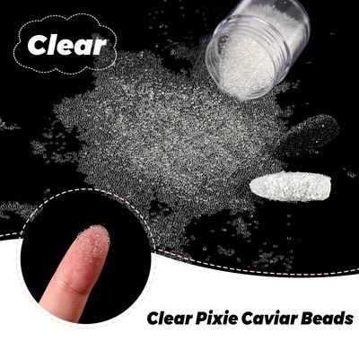 Laza 2 Colors Caviar Beads Nails Micro Pixie Beads 0.6-0.8mm Glass Bubble Beads Iridescent Water Droplets Bubble Beads Crystals Nail Beads for 3D Nail Art Decorations Nail Designs